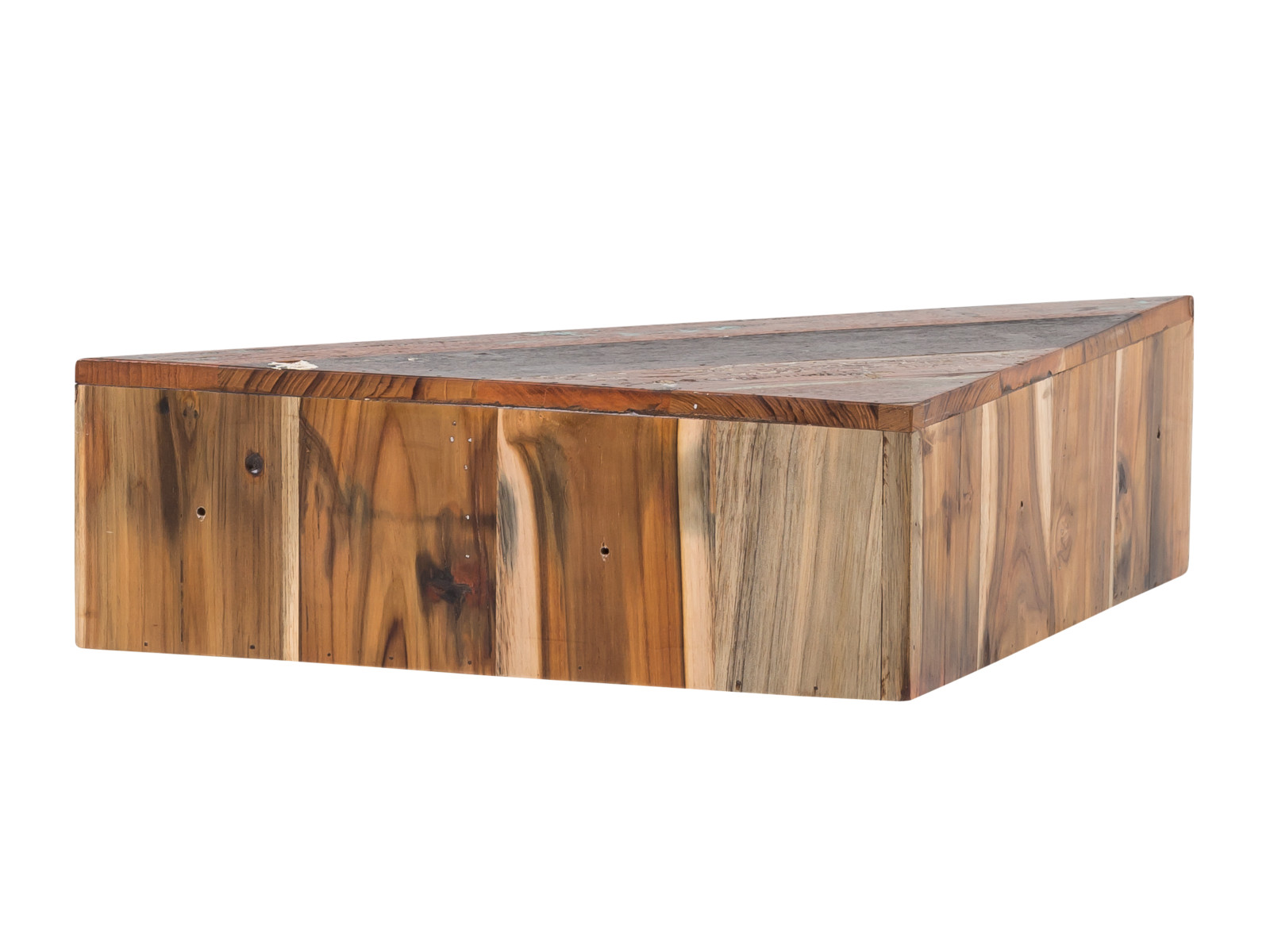 Freisteller Eckregal Sumana 45°-Ansicht, recyceltes Hartholz, braun, 63×18×30 cm, lackiert, mit 1 Schublade