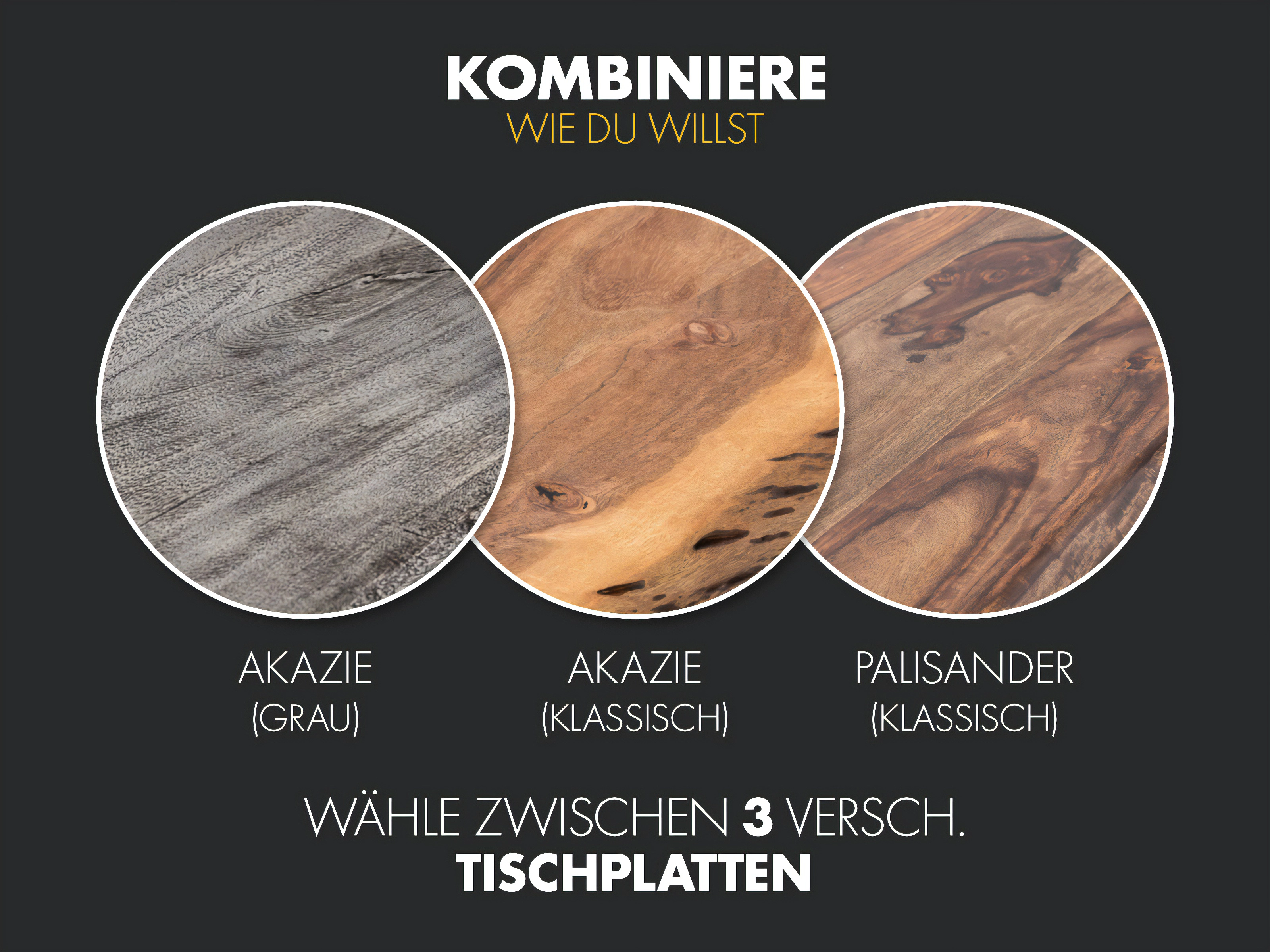 Bullwer Massivholztisch aus warmem Holz, minimalistisches Wohnzimmer-Ambiente mit Stühlen vor neutralem Hintergrund