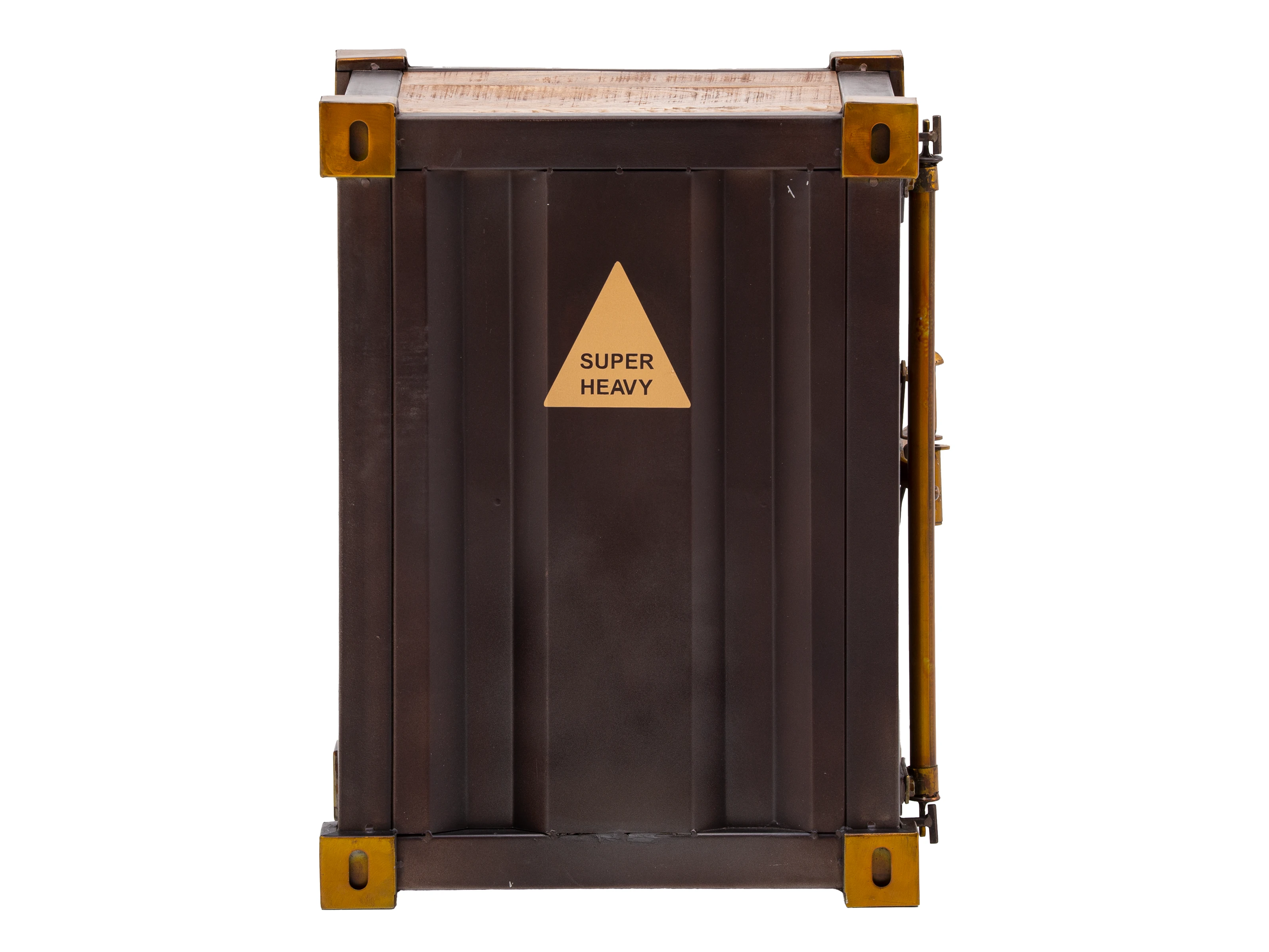 Beistelltisch Cargon als Freisteller Frontansicht, 1 Tür rechts, 41×56×41 cm, lackiertes Mangoholz & braunes Metall