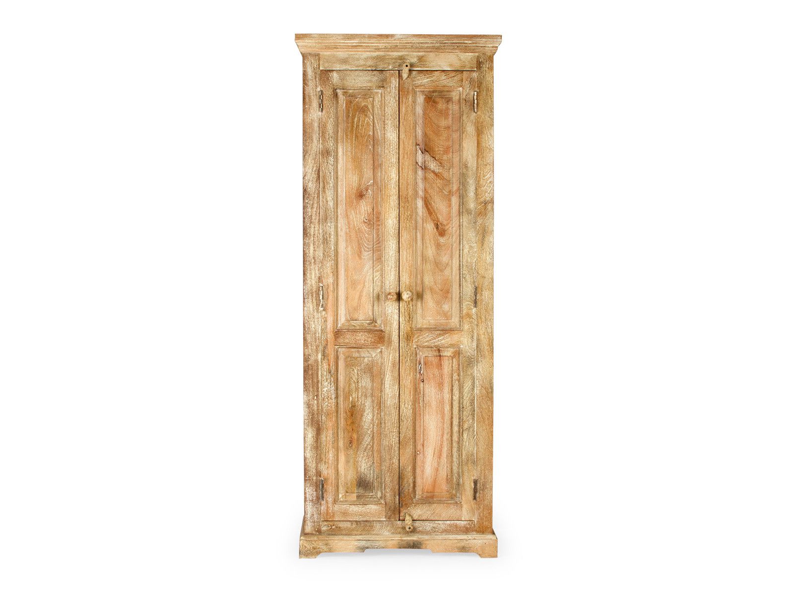 Schrank „Patina“ aus lackiertem Mangoholz, natur, 2 Türen, Freisteller Frontansicht, Maße B75×H190×T44?cm