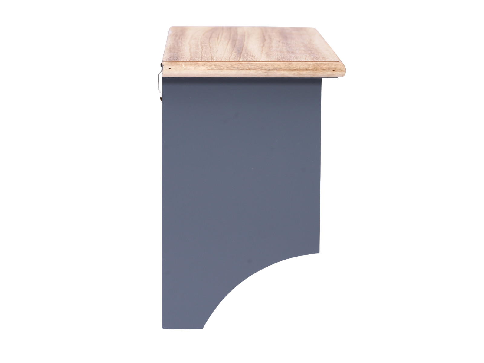 Freisteller-Seitenansicht Wandregals Kansas II in Grau (63×36×24?cm) mit Bogenprofil, lackiertes Regal für Deko & Stauraum.