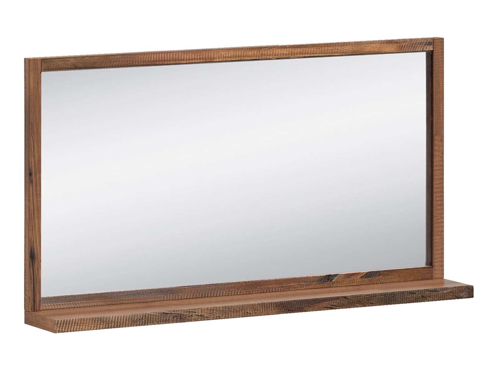 Freisteller-Frontansicht: Badspiegel Sydney 2tlg. klein aus lackiertem Pinienholz dunkelbraun mit Ablage