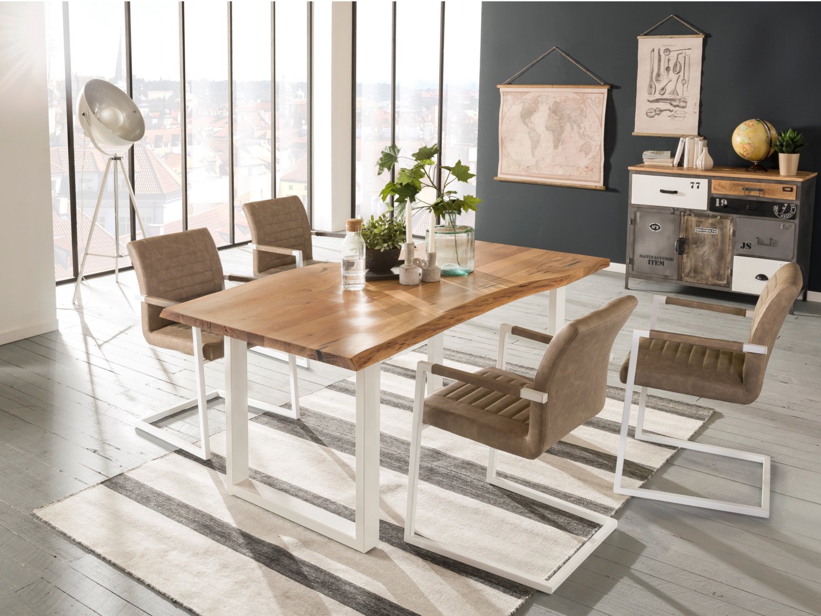 Esstisch Bullwer Akazie weiss 170x90 cm Holz - Akazie 170x75x90