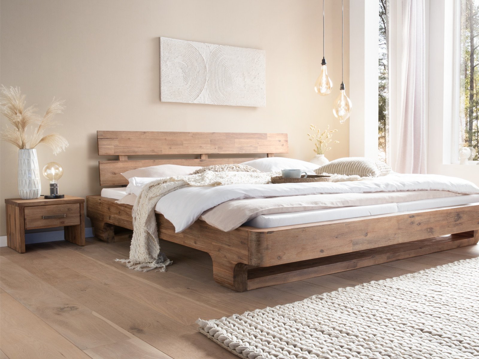 Holzbett Madras Akazie gebürstet