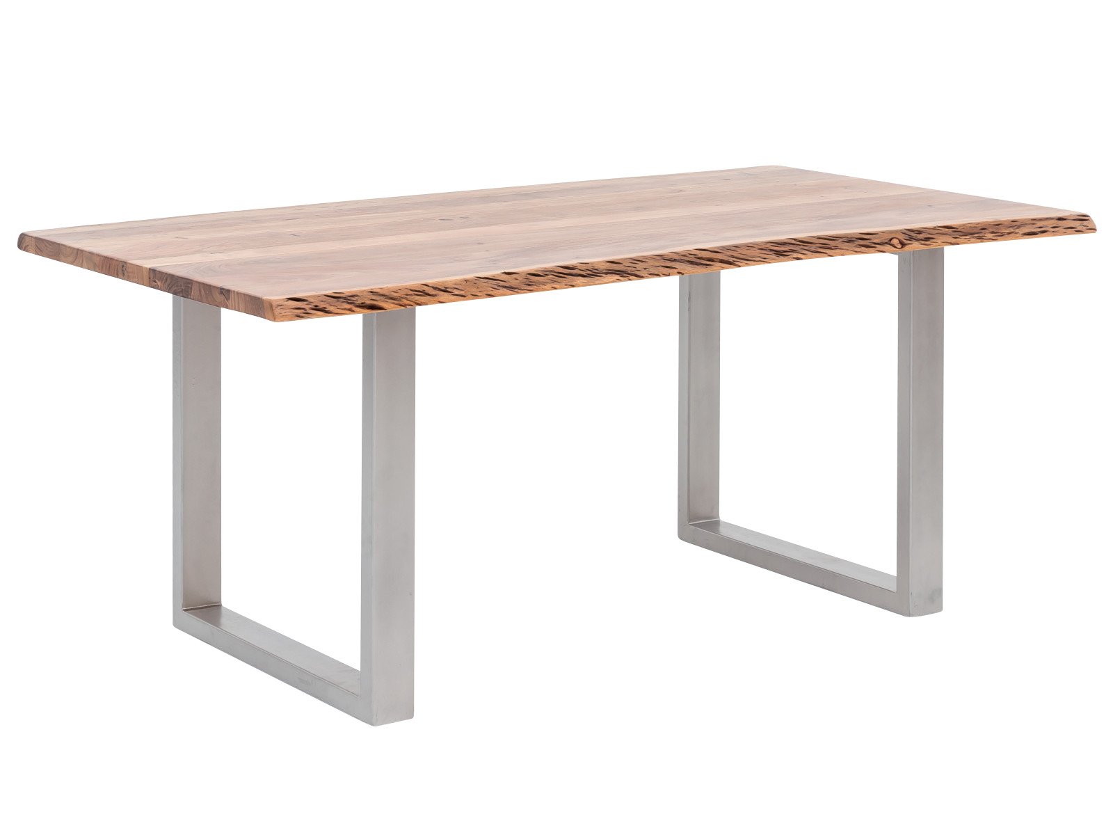 Esstisch Bullwer Akazie silberfarben 200x100 cm Holz - Akazie 200x75x100 Schrägansicht