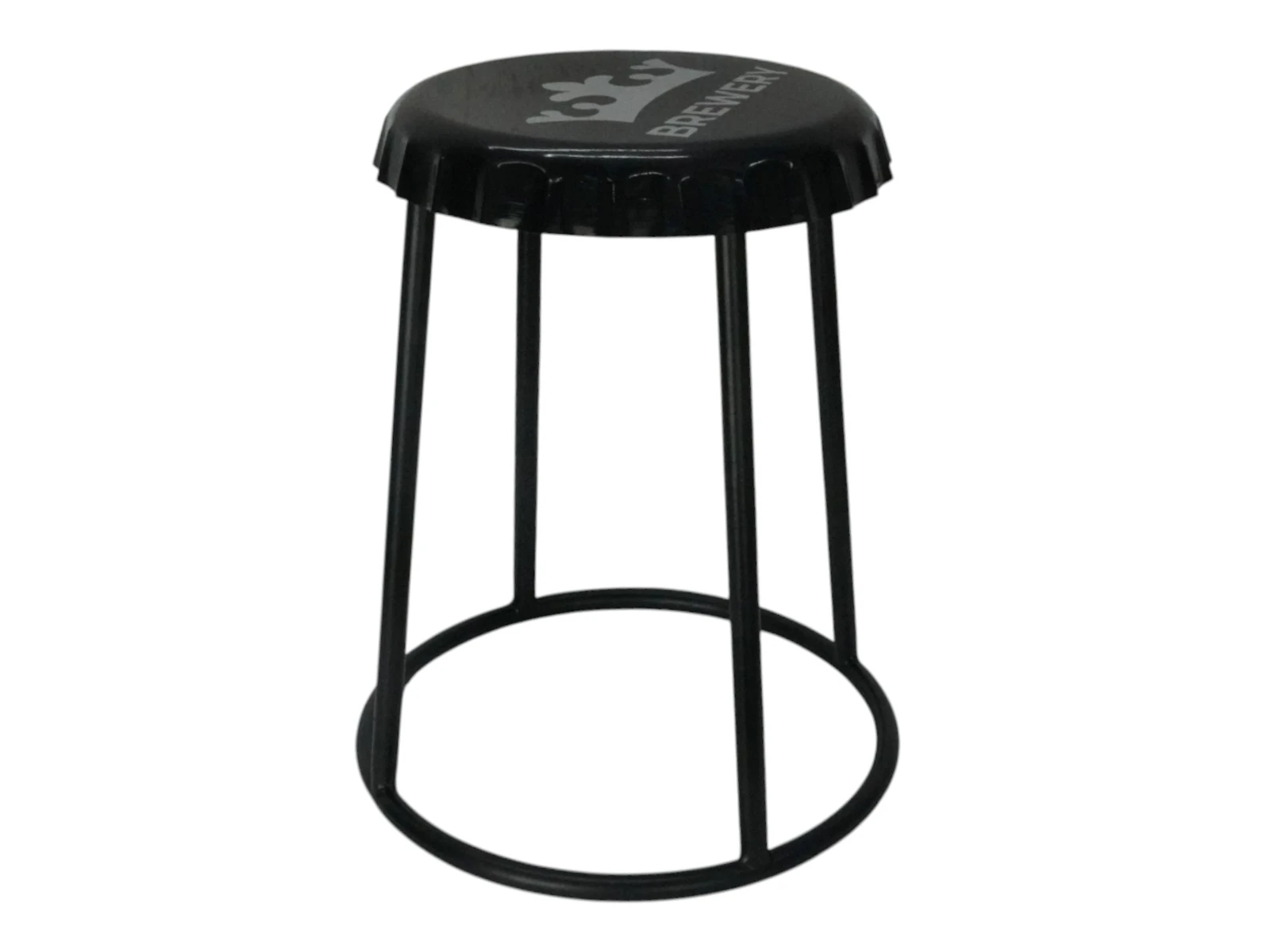 Freisteller-45°-Ansicht des Hocker Cappy: lackierter Metallhocker in Schwarz, 40×50×40 cm, Design für Wohnzimmer & Bar.