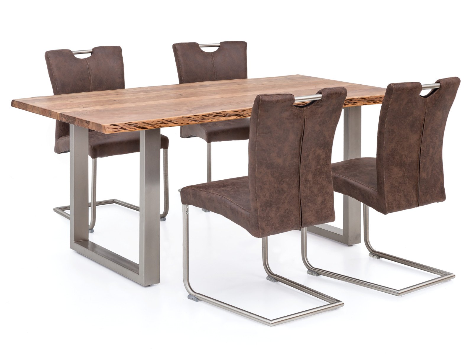 Esstisch Bullwer Akazie silberfarben 200x100 cm Holz - Akazie 200x75x100 Schrägansicht