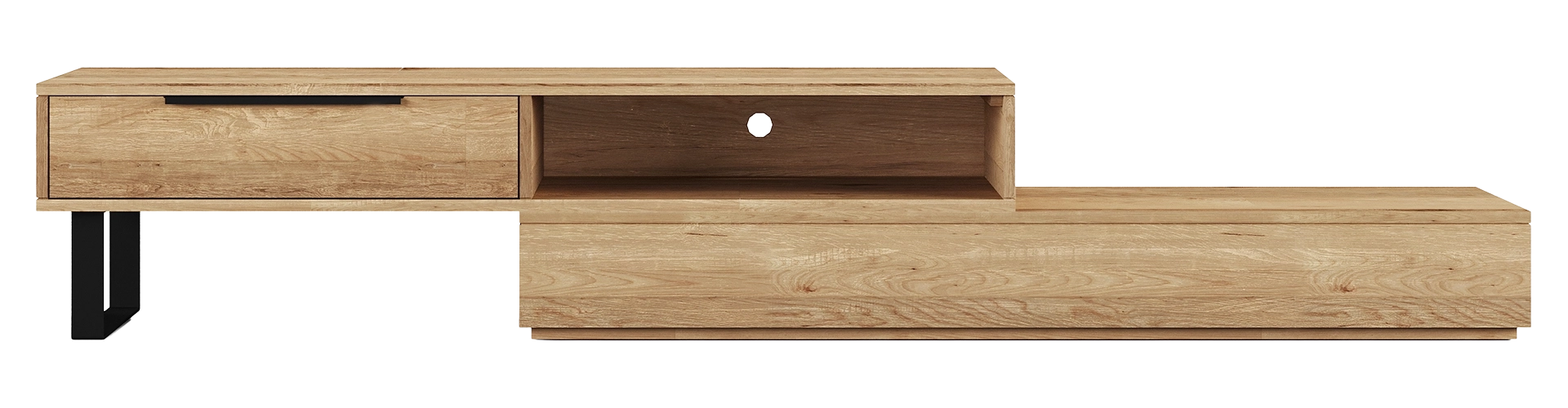 Auckland Frontansicht: freigestelltes Möbel in moderner Holzoptik mit klaren Linien auf weißem Hintergrund