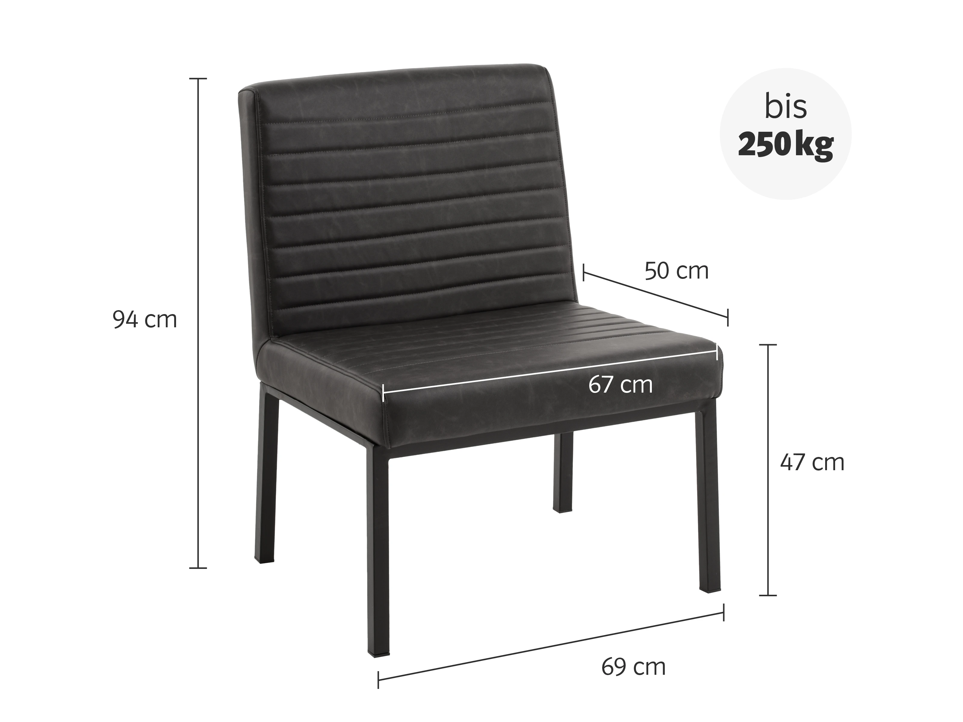 Stuhl XXL Wingston grau