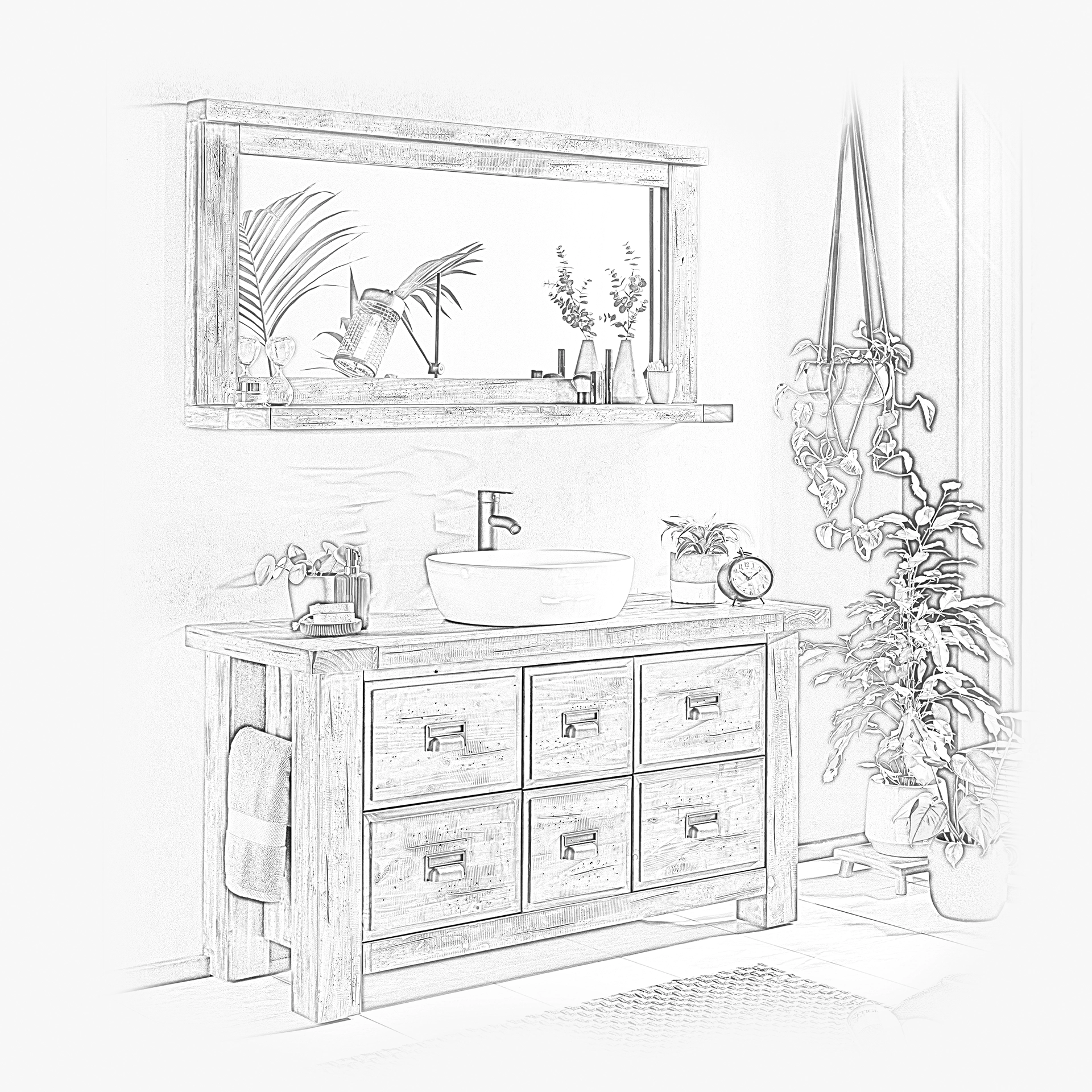 Moderner Holzkommode 'Cancun' mit Schubladen in warmem Eichenfinish, präsentiert im hellen, minimalistischen Wohnraum.