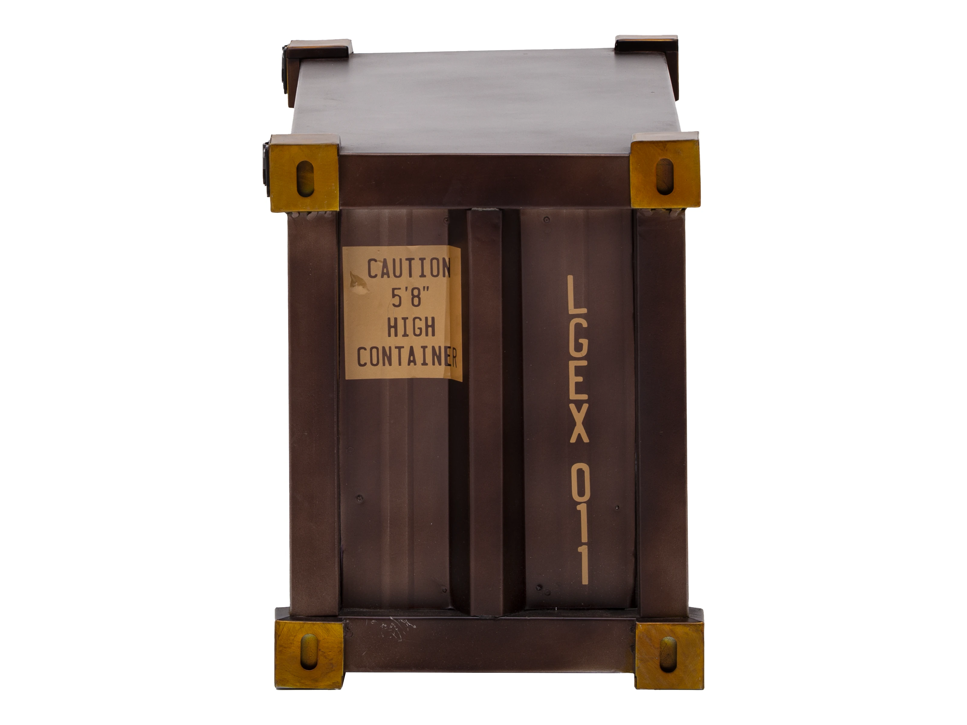 Freisteller Frontansicht Wandregal Cargon aus braun lackiertem Metall, 72×41×33 cm, offenes Fach im Container-Design