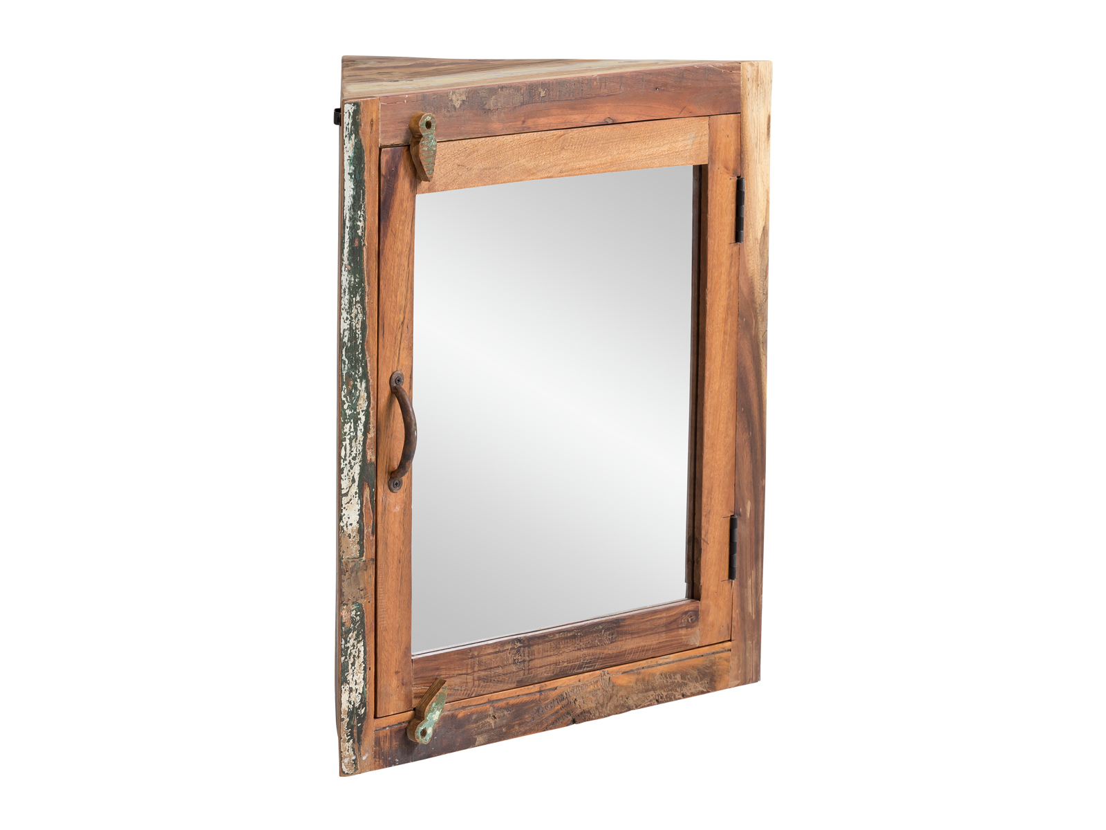 Freisteller Frontansicht: Badmöbel Set Sumana III – lackierter Spiegelschrank aus recyceltem Hartholz, 2 Türen, 1 Schublade