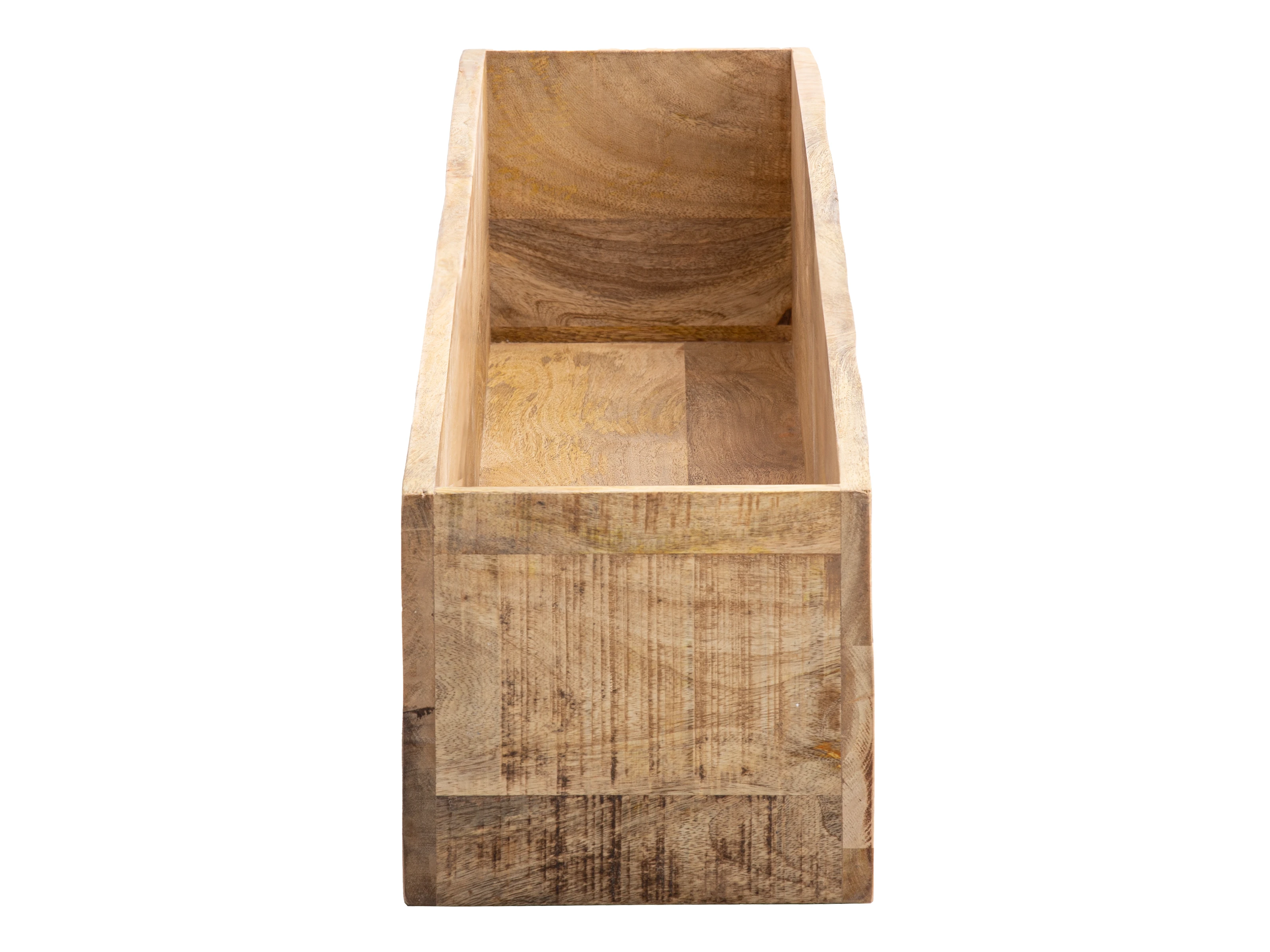 Wanddeko-Blumenkasten (2er Set) aus lackiertem Mango-Holz, L170×H22×T25 cm, offenes Fach, Frontansicht als Freisteller